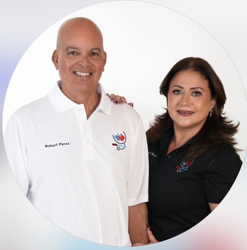 María Eugenia Reyes y Robert Pérez Stampone — fundadores de RMG Insurance